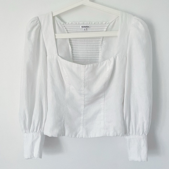 Reformation White Puff Sleeve Top - Picture 8 of 16